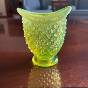 Fenton topaz  Opalescent hobnail mini hat-shaped bud vase